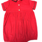 Red Corduroy Christmas Smocked Bubble