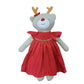 Red Girl Reindeer Doll Solid Dress