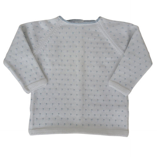 Dot Sweater, White with Blue