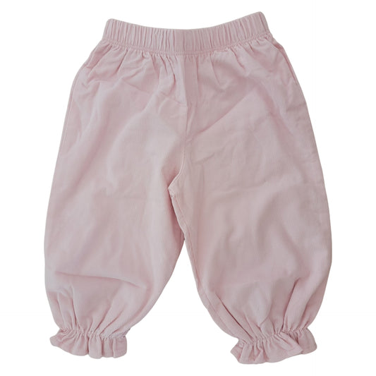 Girl's Corduroy Lt. Pink Cinched Ruffle Pants