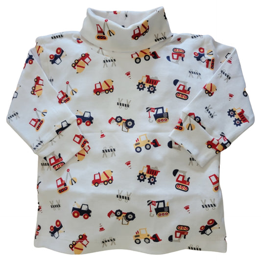 Boy's Construction Turtleneck, Navy, Red & Yellow