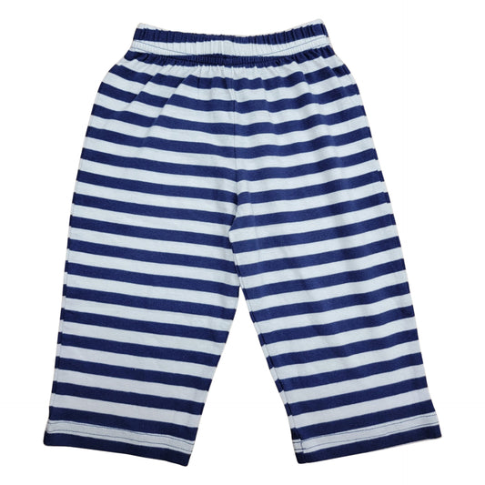 Boy's Jersey Cotton Dark Royal Blue Striped Pull On Pants