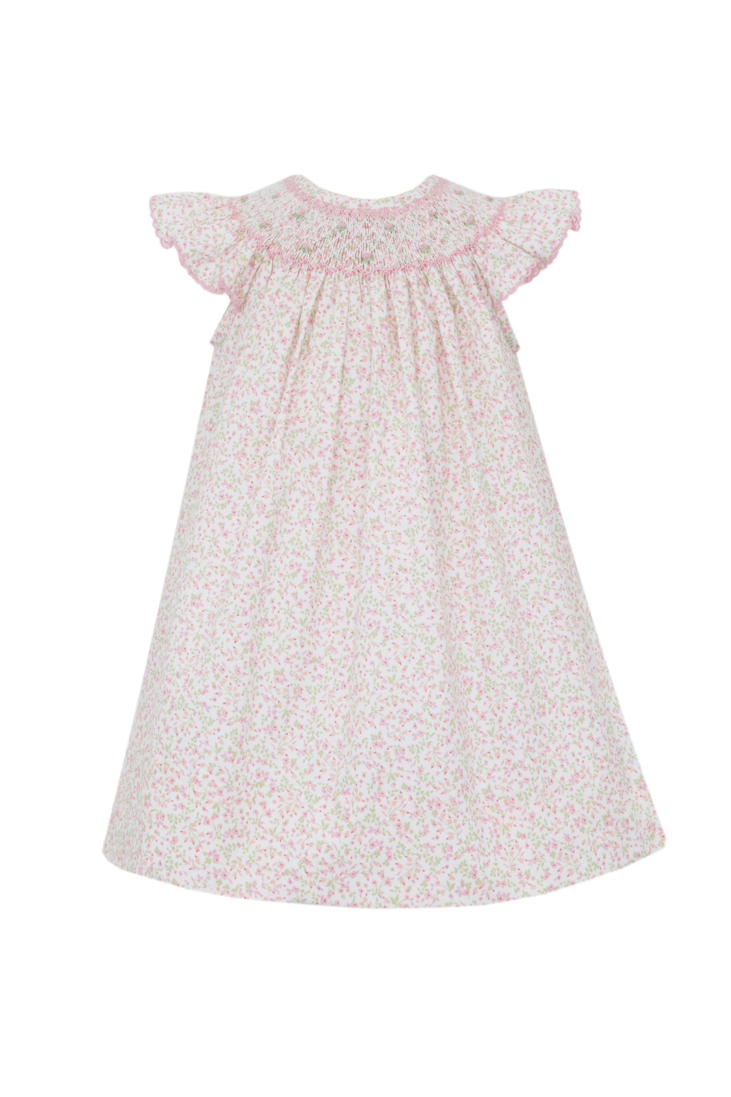 Lily Bishop Smocked Pink Floral Print Dress