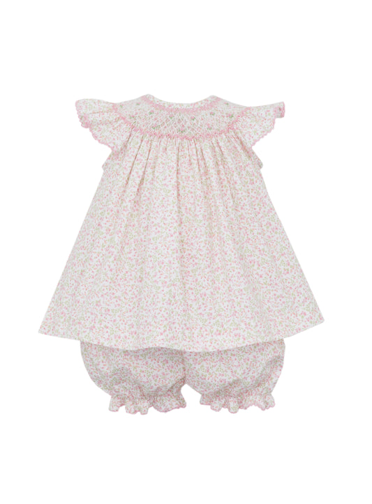 Lily Bishop Smocked Pink Floral Print Bloomer Set