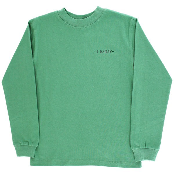 J. Bailey Long Sleeve Logo Tee - Dog in Boat on Green