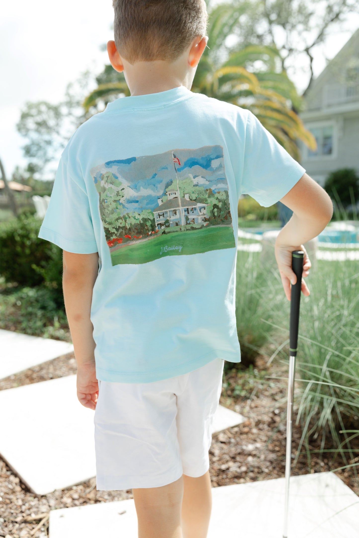 J. Bailey Short Sleeve Logo Tee - Clubhouse on Mint Green