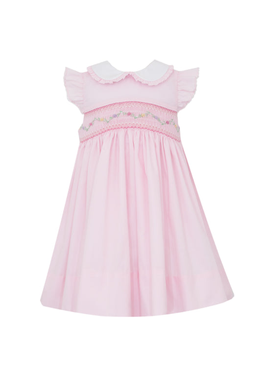 Martha Rose Smocked Pink Poplin Dress