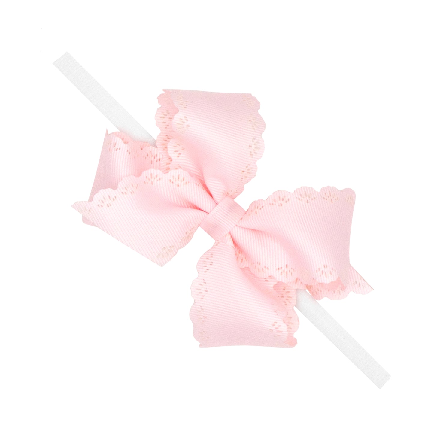 Small Eyelet Embossed Baby Headband, Pink w/ White Band