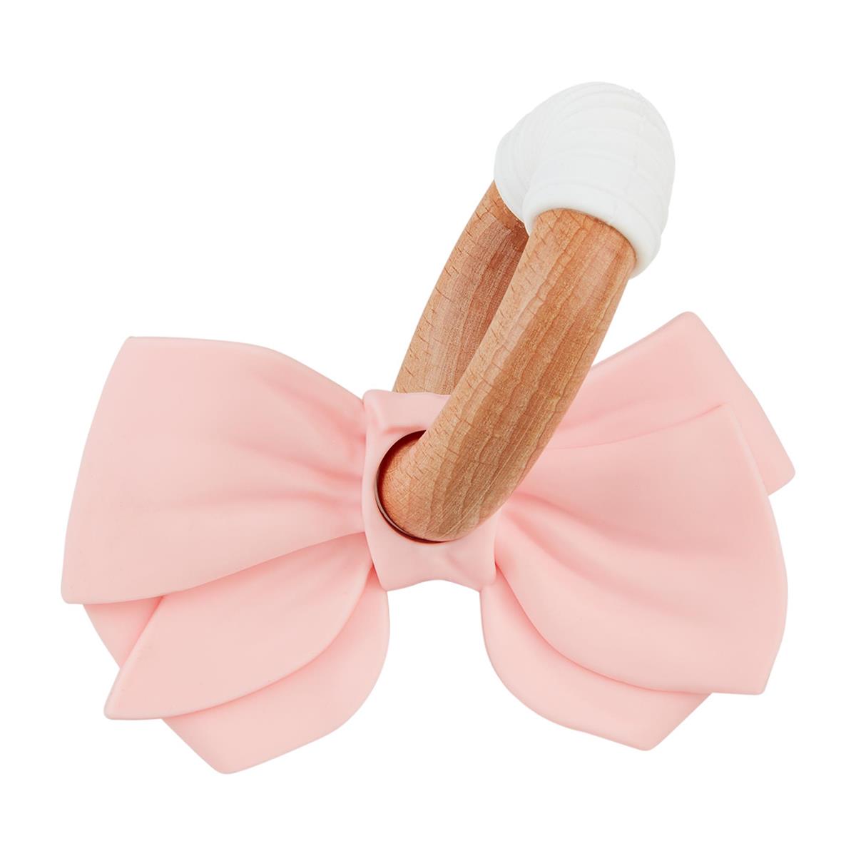 Pink Bow Teether with Wooden Ring