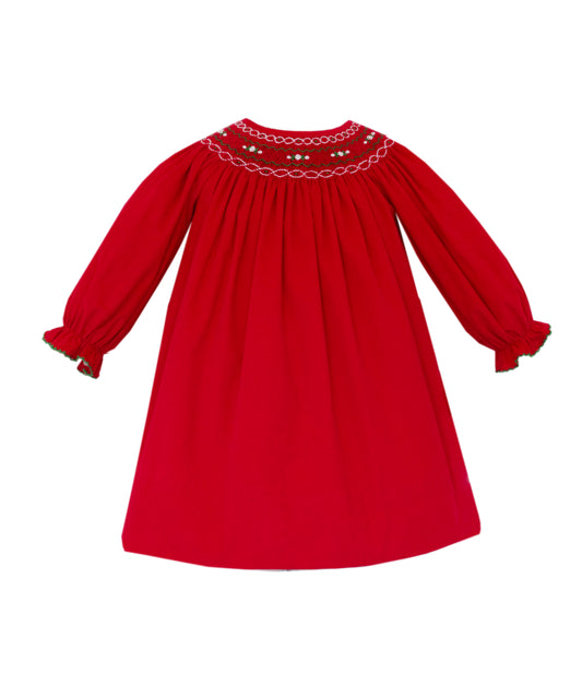 Rachel Red Corduroy Bishop Dress, Holiday