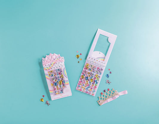 Pink Rhinestone Sticker Book & Crown Set