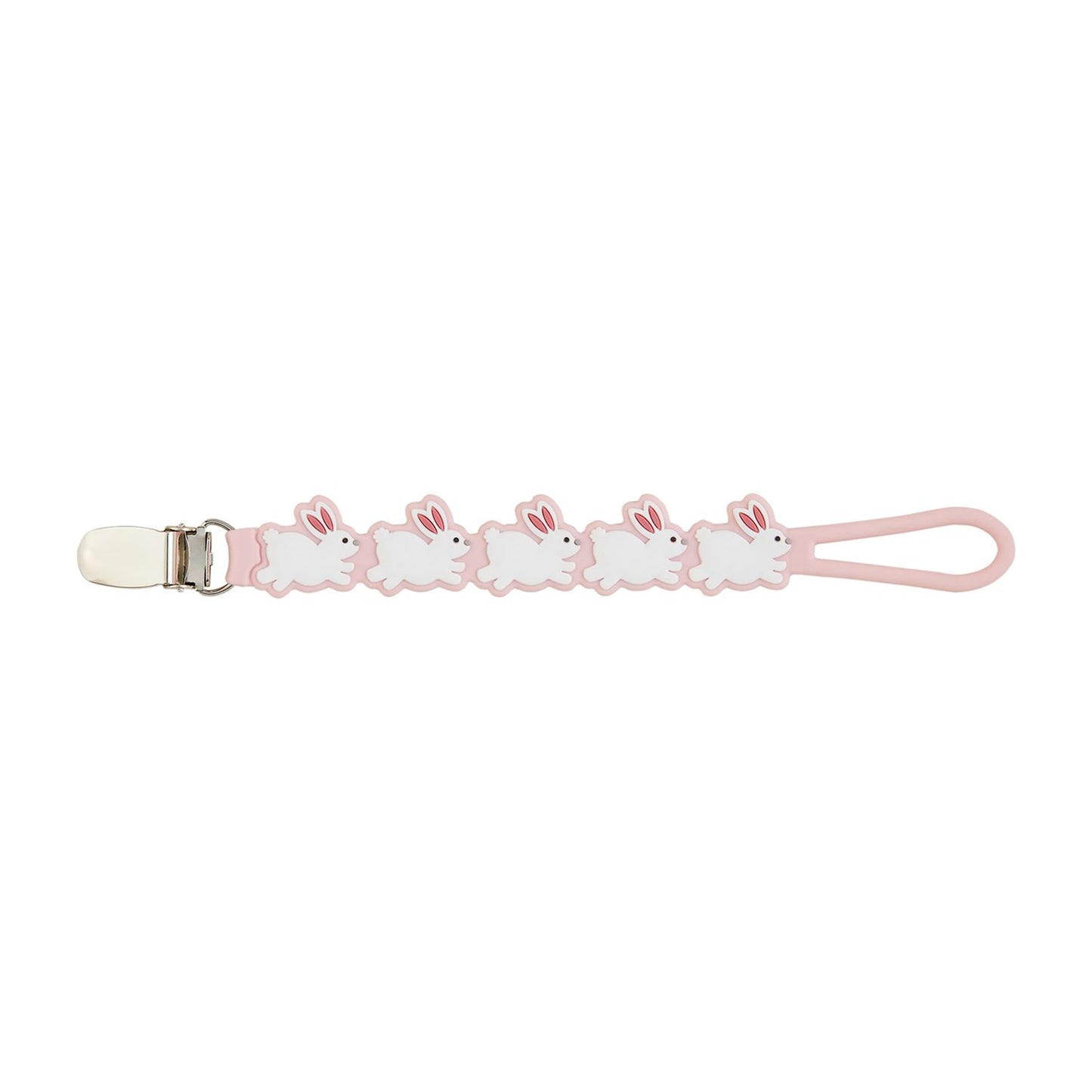 Pink Bunny Silicone Pacifier Strap