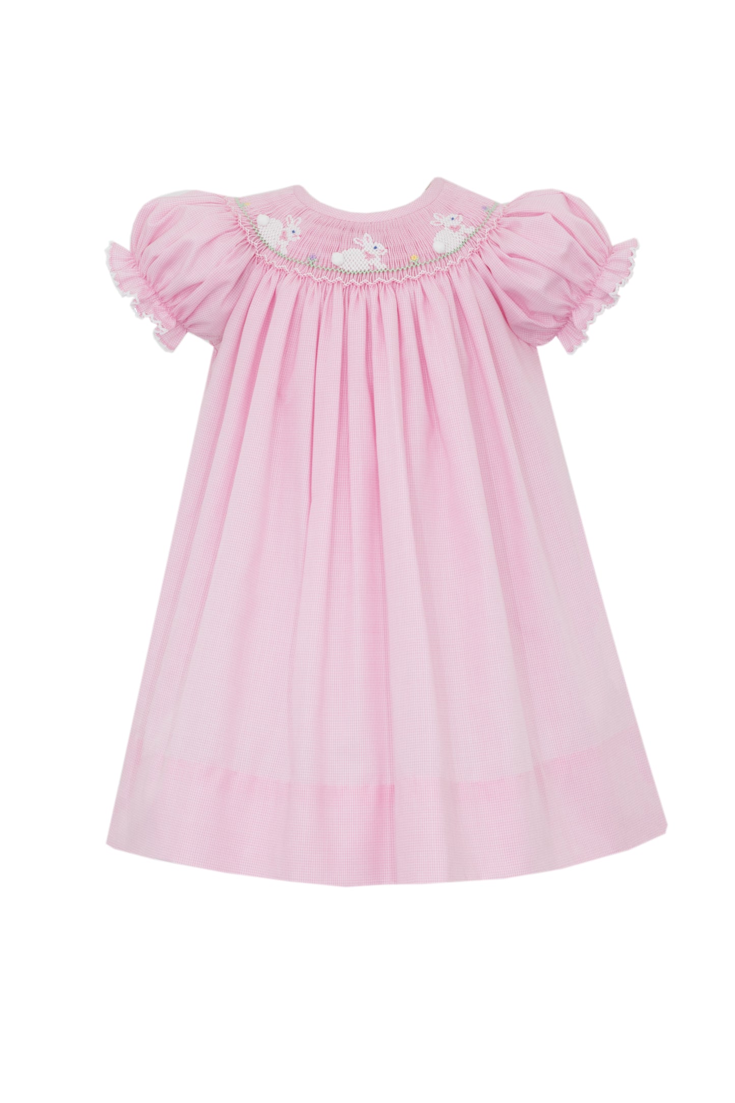 Bunnies Bishop Smocked Pink Micro Check Dress