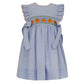 Girl's Pumpkin Smocked Blue Gingham Sleeveless Dress