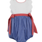 Girl's Royal Blue & Red Gingham Scalloped Sun Bubble