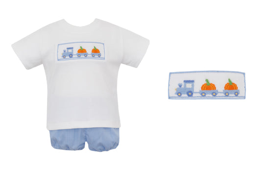 Pumpkin Truck Microcheck Short Set