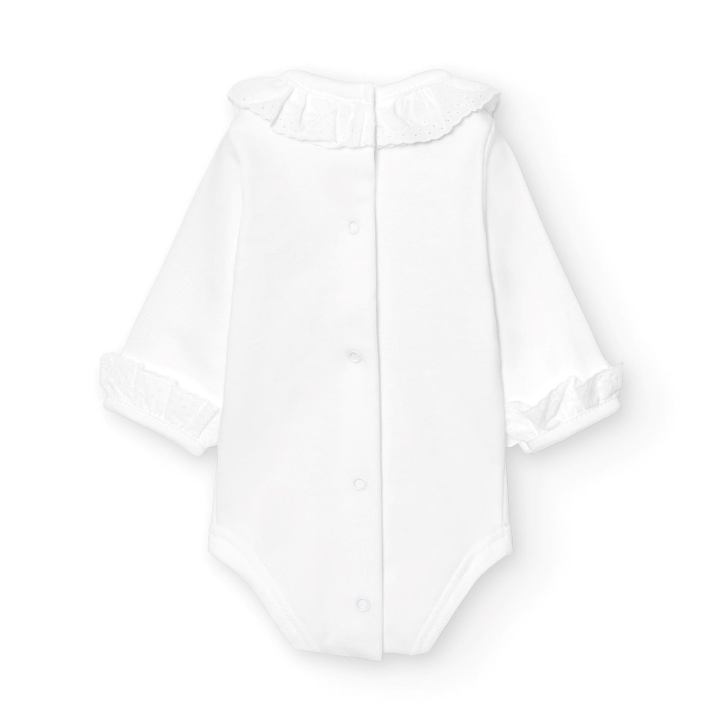 Girl's Long Sleeve Eyelet Ruffle Collar Bodysuit