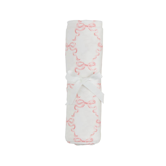 Bow Print Soft Knit Swaddle