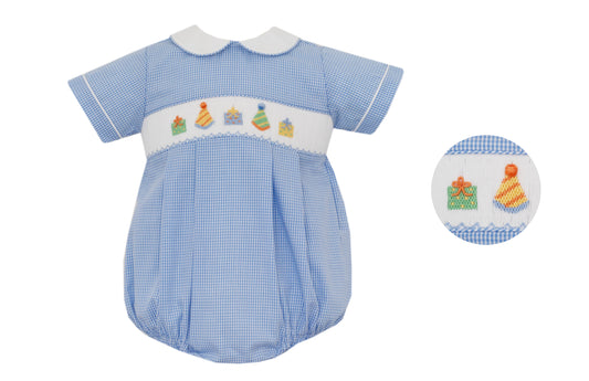 Birthday Boy Blue Gingham Bubble