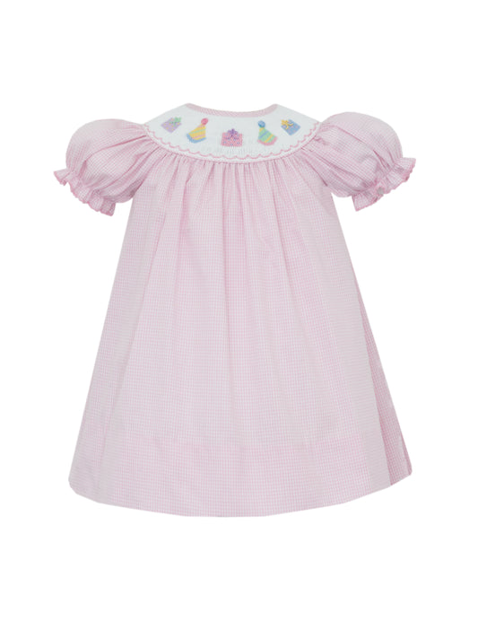 Birthday Girl Pink Gingham Bishop Dress