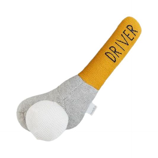 Knit Golf Rattle, Yellow Driver