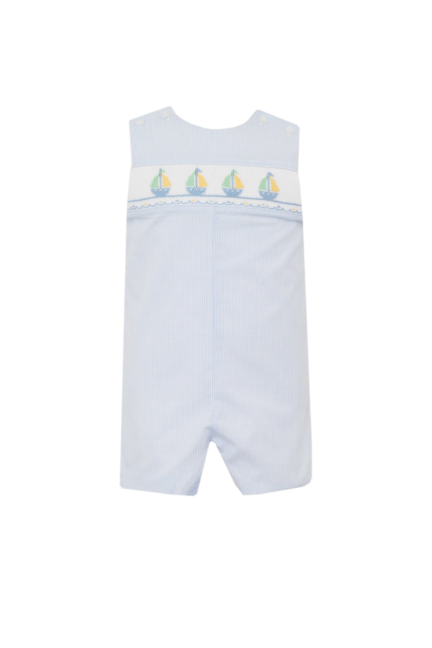 Sailboats Smocked Blue Check John John