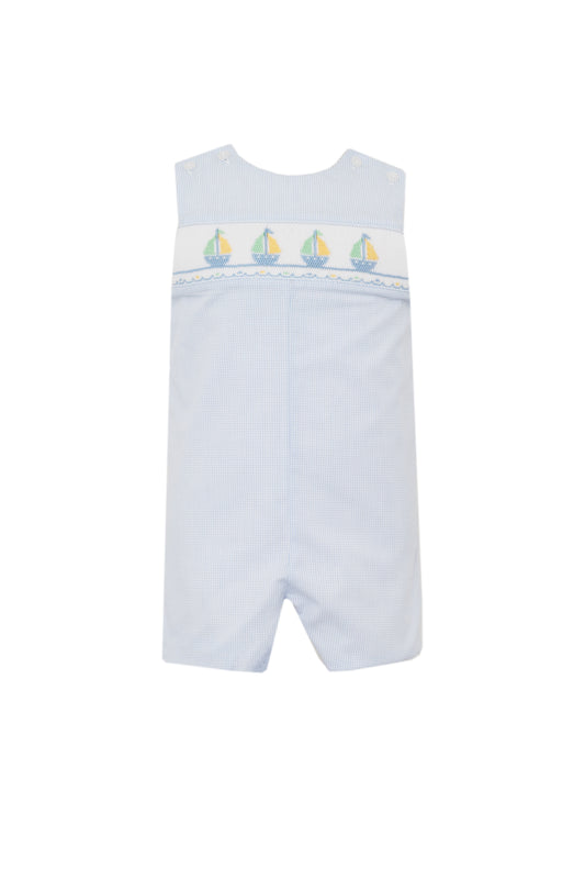 Sailboats Smocked Blue Check John John