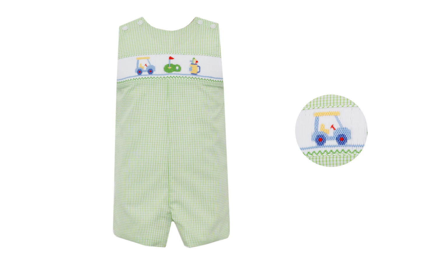 Golf Smocked Green Check John John