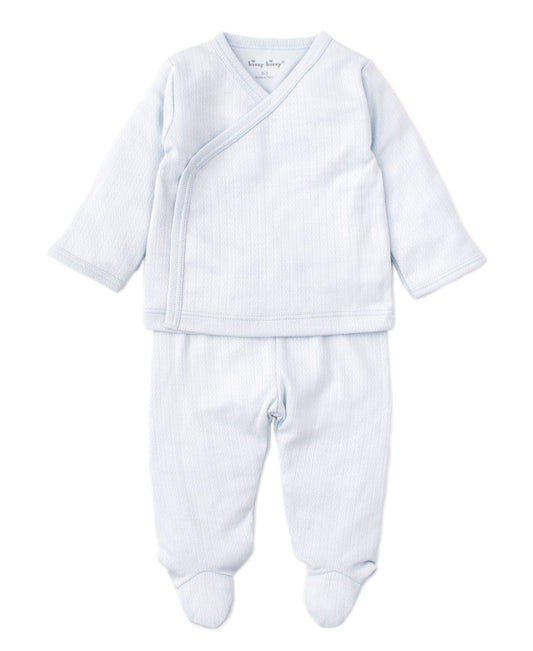 Pointelle Light Blue Cross Tee & Pant Set