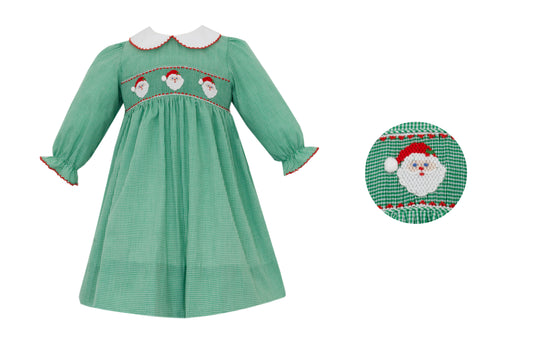 Santa Green Gingham Long Sleeve Dress