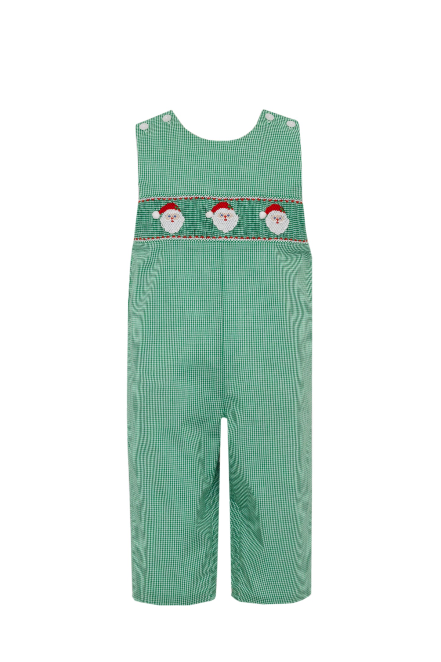 Boy's Santa Green Gingham Long Jon Jon