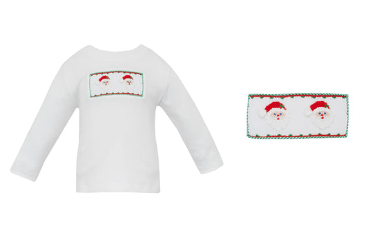 Boy's Smocked Santa White T-Shirt