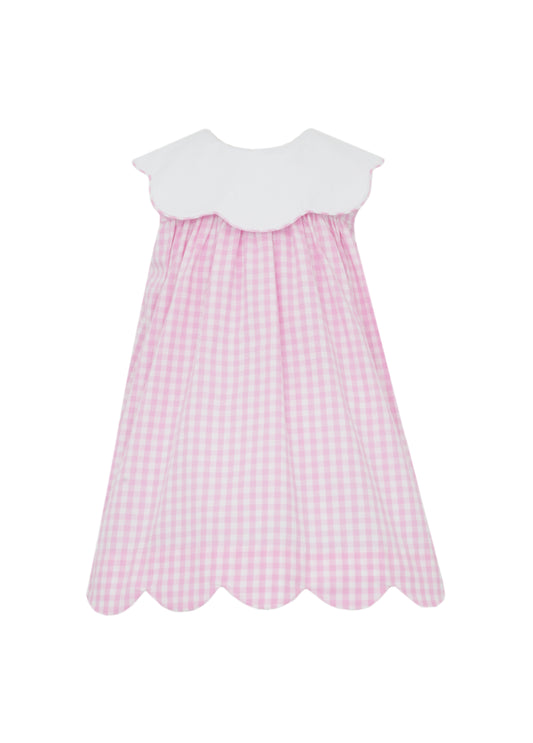 Pink Gingham White Scalloped Bib Collar Float Dress