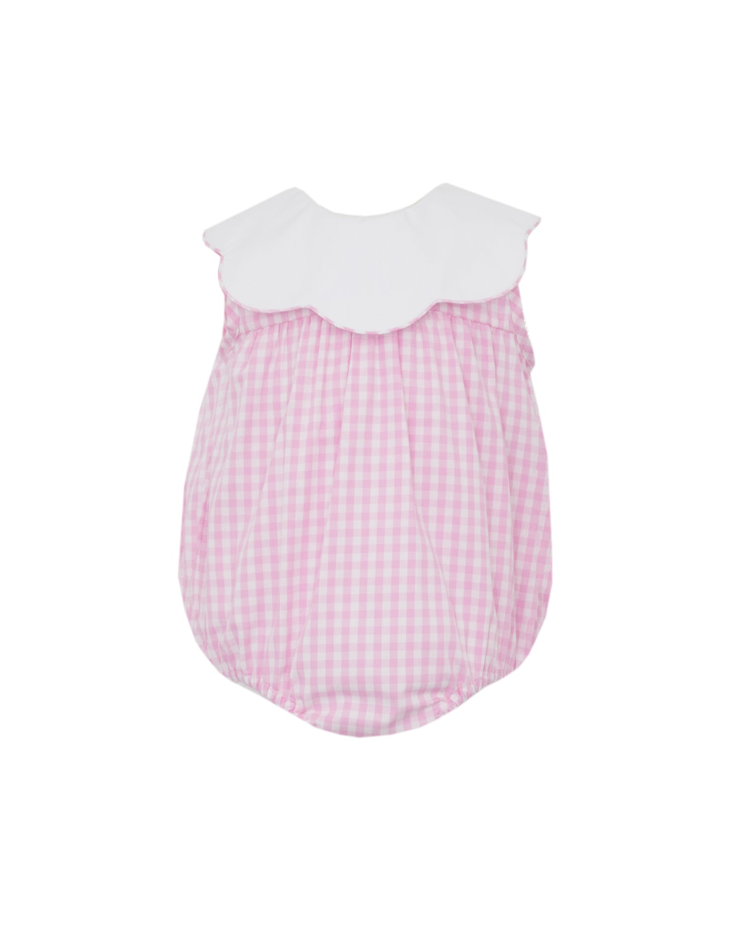 Pink Gingham White Scalloped Bib Collar Bubble