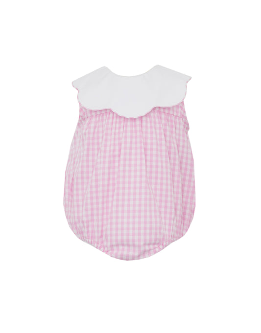 Pink Gingham White Scalloped Bib Collar Bubble