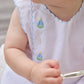 Little English Classic davis day set with embroidered sailboats and buttons running down front right side, for baby