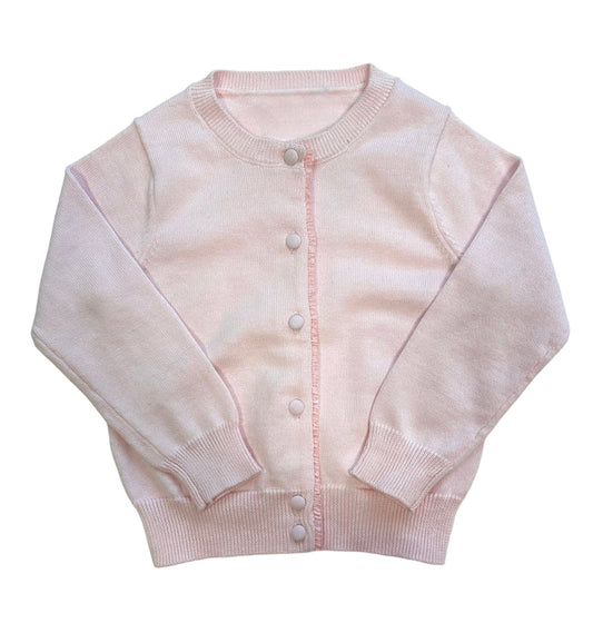Pink Cardigan with Ruffle Placket