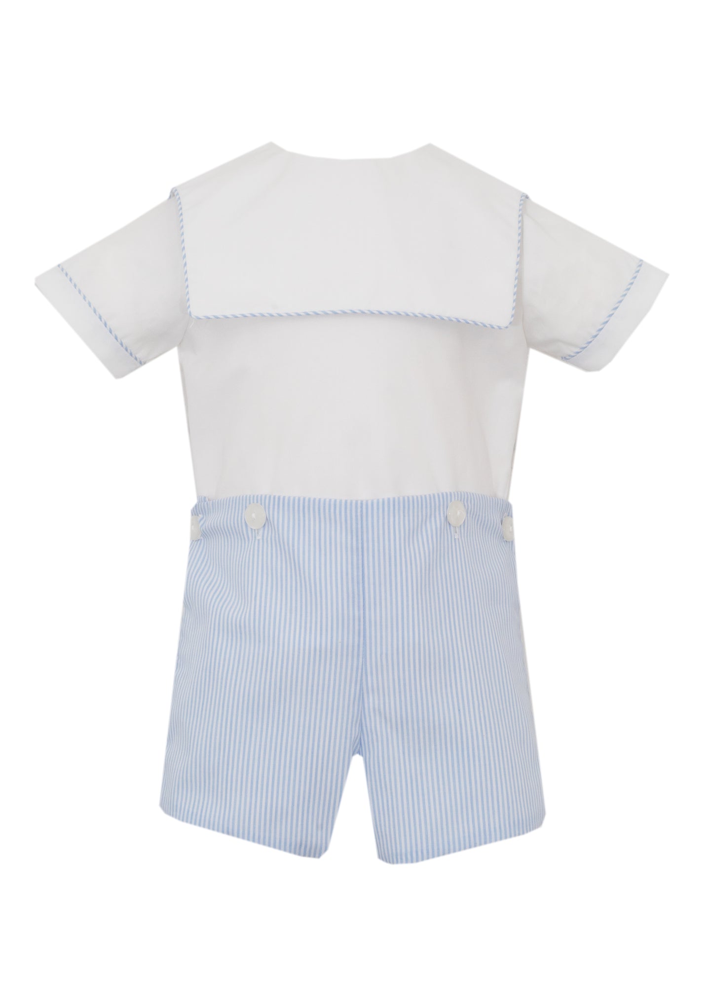 Stripe Shorts Button on with Square Collar