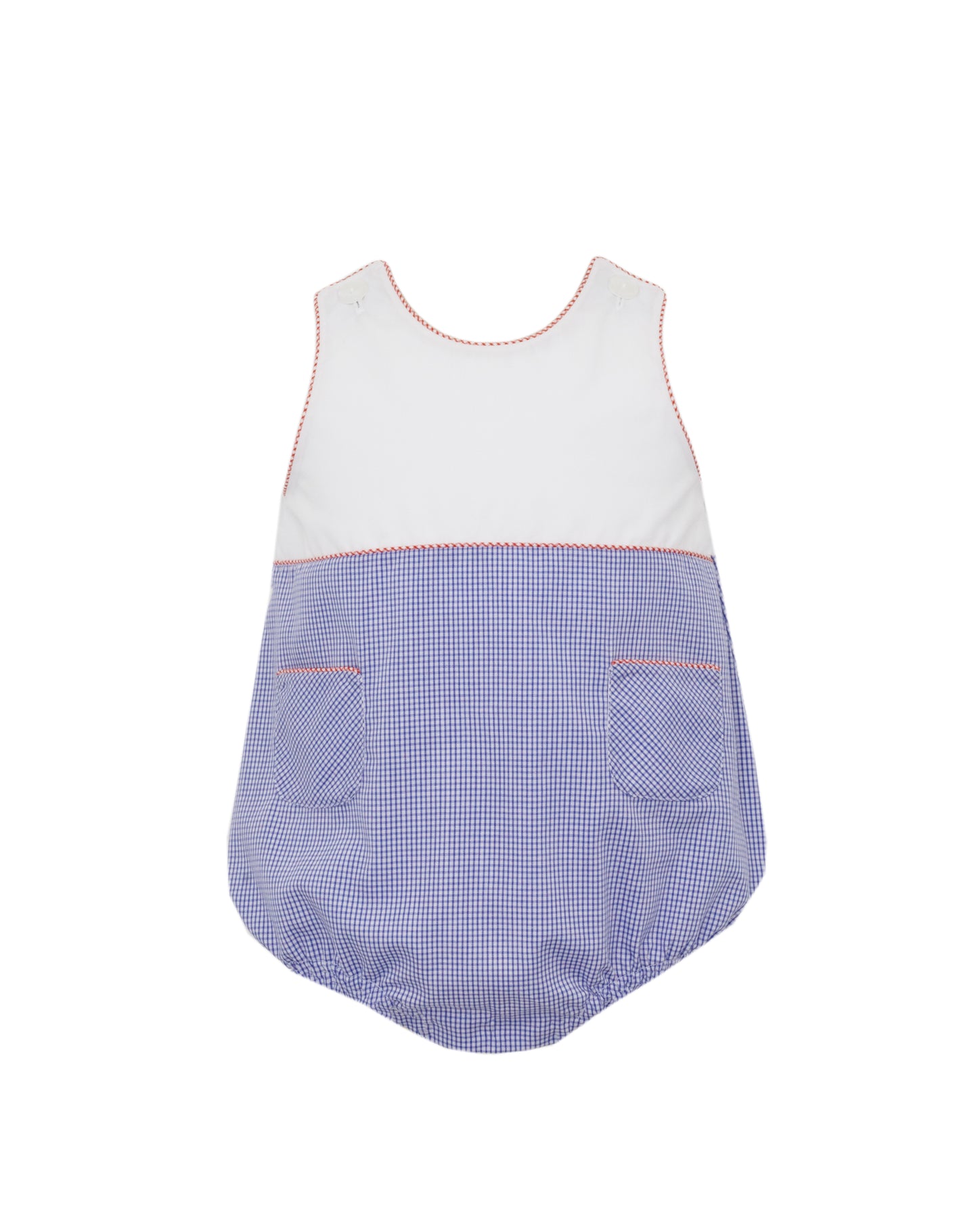 Boy's Royal Blue Gingham & Red Trim Sun Bubble