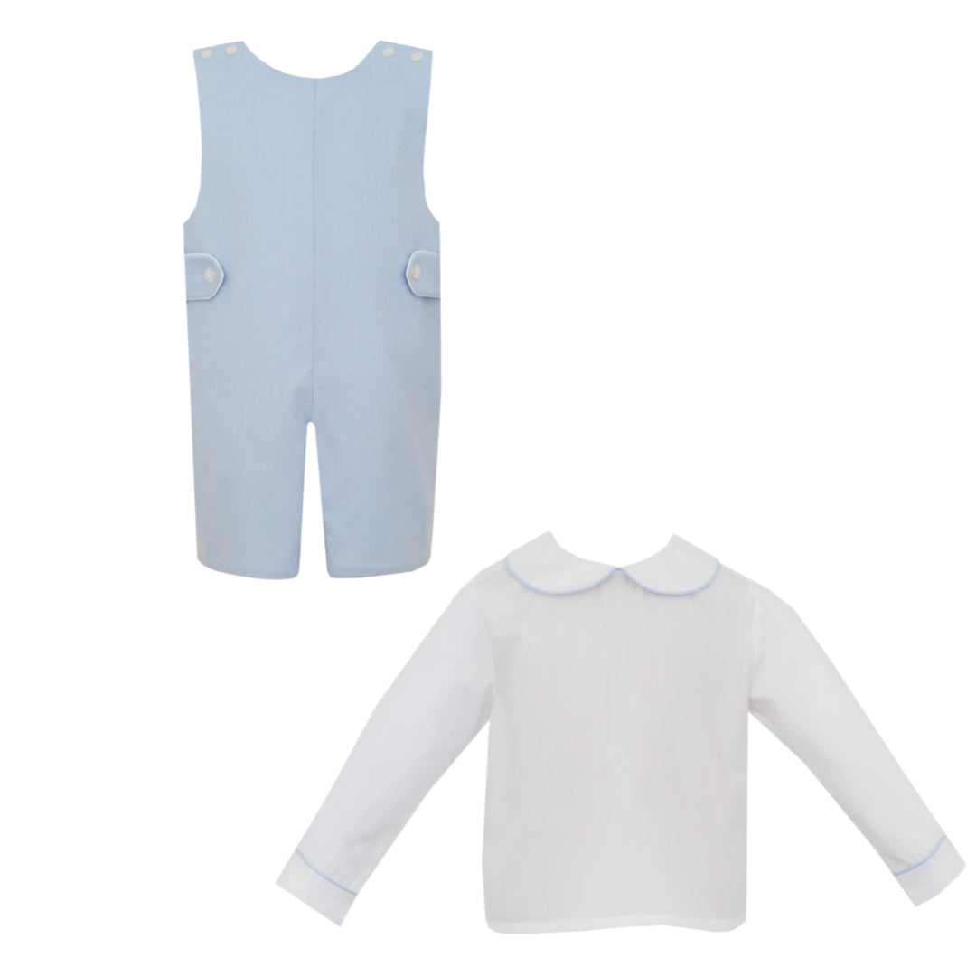 Boy's Blue Corduroy Two Piece John John & Shirt Set