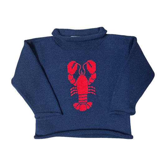 Rollneck Navy Sweater, Lobster