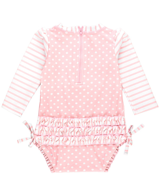 Pink Polka Dot One Piece Rash Guard