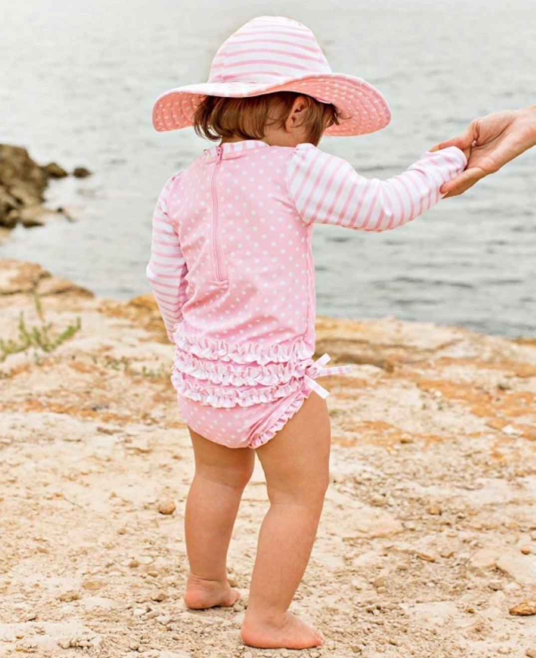 Pink Polka Dot One Piece Rash Guard