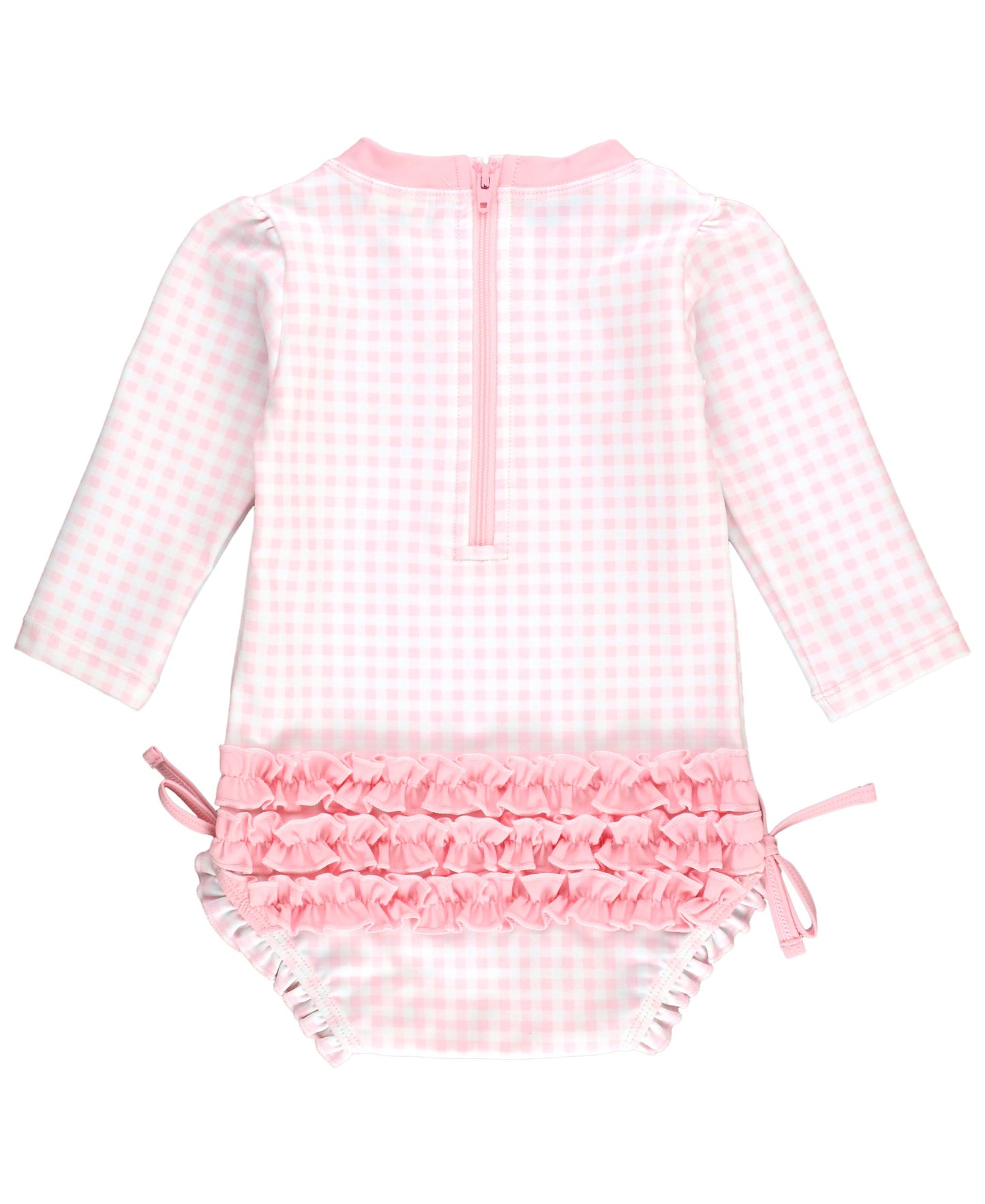 Light Pink Gingham One Piece Rash Guard