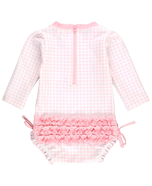 Light Pink Gingham One Piece Rash Guard