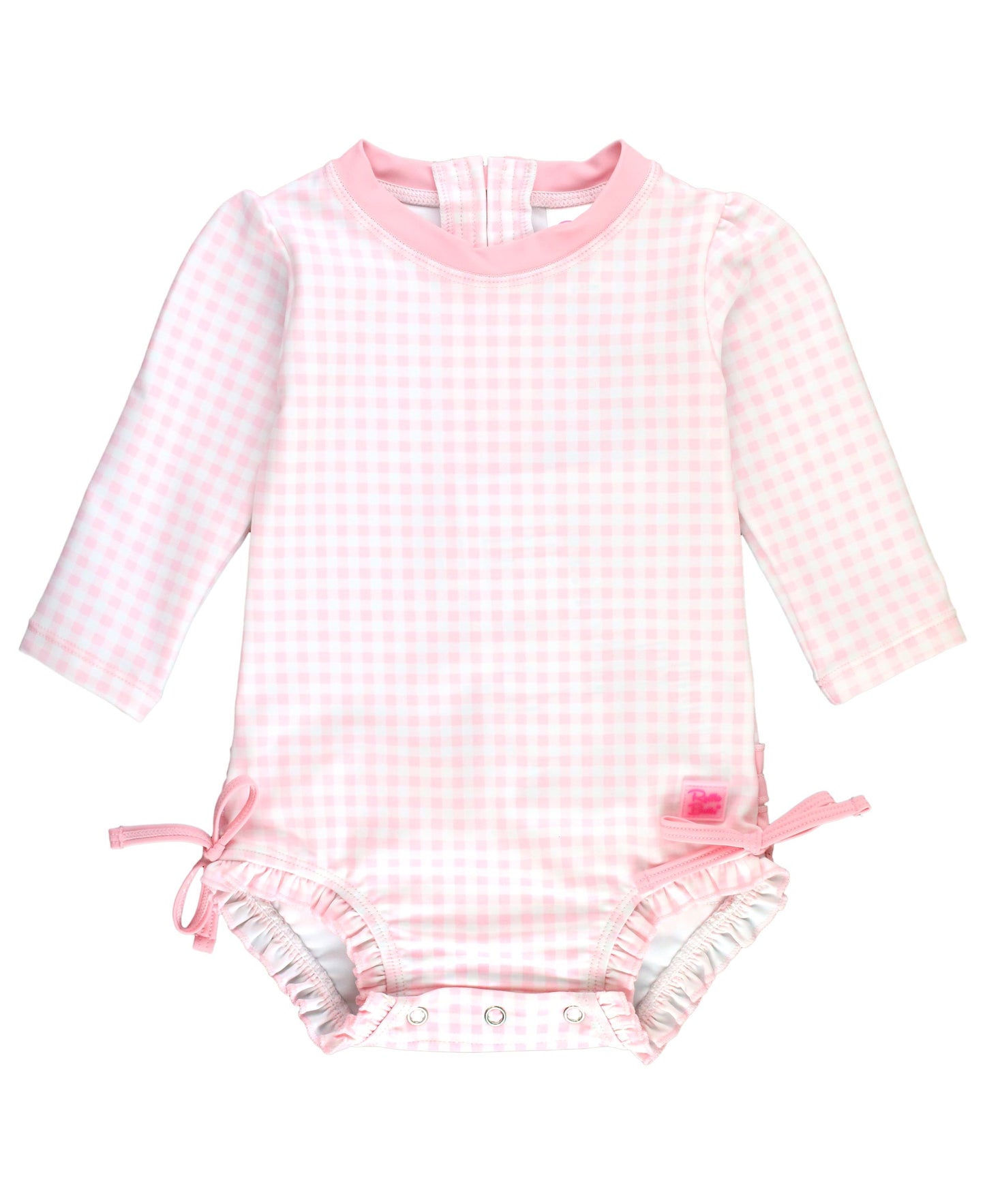 Light Pink Gingham One Piece Rash Guard