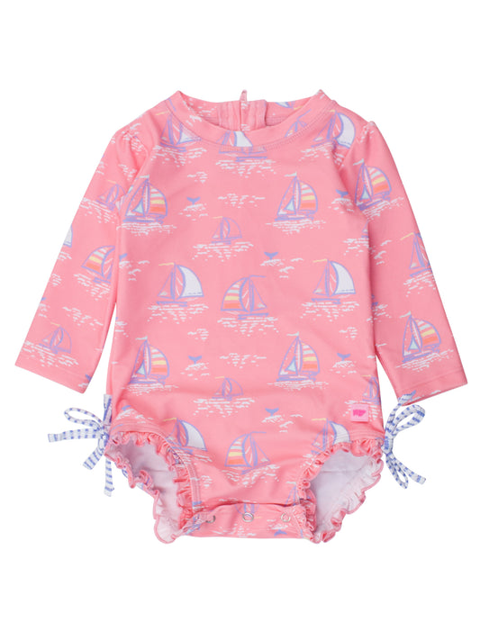 Pink Seas the Day One Piece Rash Guard