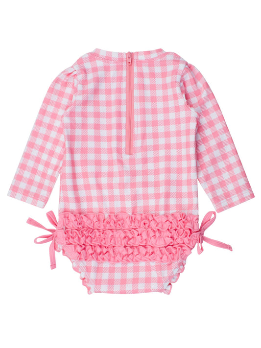 Bubblegum Pink Gingham One Piece Rash Guard