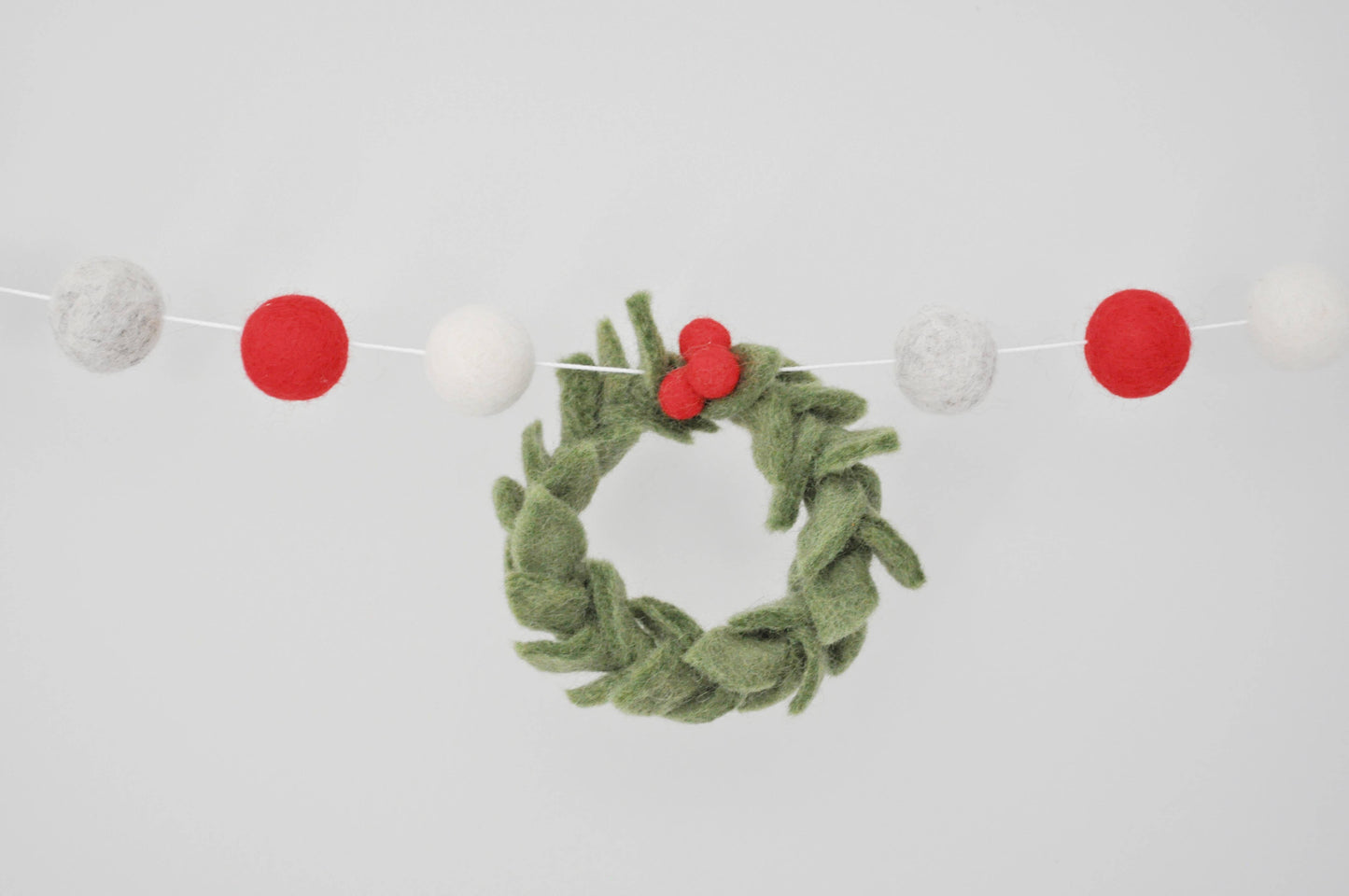 Felt Wreath Garland, Red, Oatmeal, and Ivory