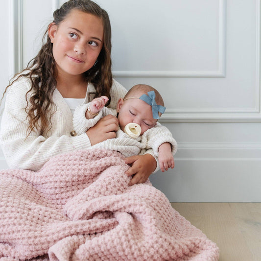 Waffle Knit Receiving Blanket, Rosette